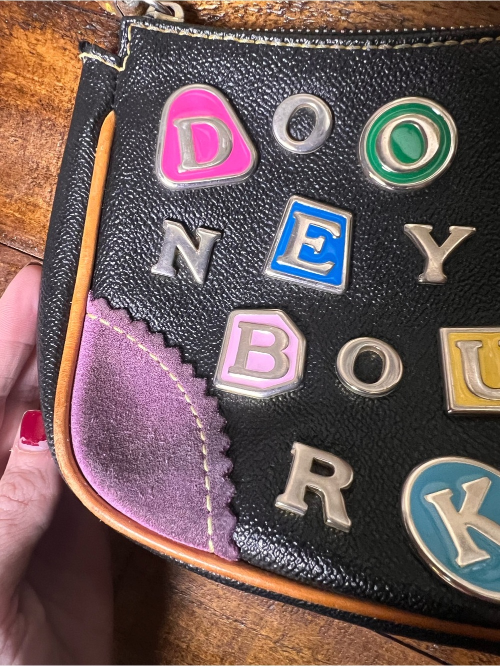 Dooney & Bourke Black Charm Y2K Lindsay Lohan number one 1 FLAWED - Picture 2 of 13